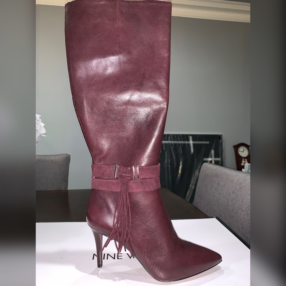 NEW Nine West Wine Leather boots